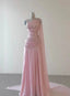 Pink Beaded Elegant Floor-Mounting Maxi Dresses Long Tulle Prom Dresses Prom Dresses