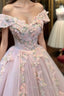Pink Butterfly Embroidery Ball Gowns Dress