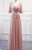 Pink Chiffon Bridesmaid Dress Long Prom Gowns