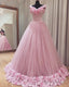 Pink Flowers Quinceanera Dresses Ball Gown Off The Shoulder