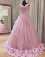 Pink Flowers Quinceanera Dress Ball Gowns Off The Shoulder