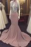 Pink High Neck Long Prom Dress For Teens, Prom Dress