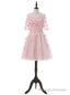 Pink Homecoming Dresses A Line Short Sleeves