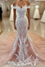 Pink Lace Applique Cap Or Long Sleeves Fishtail/Mermaid Wedding Dresses With Train Prom Gown