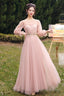 Pink Lace Long Prom Dress Lovely A-Line Prom Dress