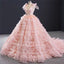 Pink Layered Ruffle Blush Pink Ball Gowns Quinceanera Dress With Cascading Ruffles