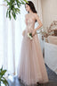 Pink Off The Shoulder Lace Prom Dresses A-Line Prom Dresses