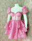 Pink Sequin Ruffles Corset Back Homecoming Dress