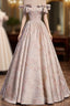 Pink Statin Off Shoulder Floral Long Prom Dresses Pink Sweetheart Prom Dresseses