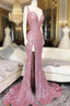 Pink Sweetheart Sequin Mermaid Long Prom Dress Pink Evening Dress