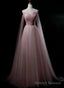 Pink Sweetheart Tulle Long Elegant Prom Dress, Pink Prom Dress