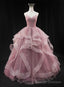 Pink Sweetheart Tulle Long Evening Dress Prom Dress, Pink Sweet 16 Gown