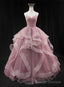 Pink Sweetheart Tulle Long Prom Dress, Pink Sweet 16 Gowns