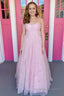 Pink Tulle A Line Prom Dress