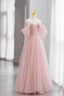 Pink Tulle Floor Length Prom Dress, Cute A-Line Evening Party Dress