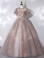 Pink Tulle Lace Prom Dresses Long Pink Lace Prom Gowns