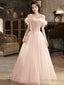 Pink Tulle Lace Prom Dresses Long With Feathers Off Shoulder Pink Prom Dresses