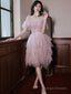 Pink Tulle Off Shoulder Short Prom Dress Pink Cocktail Dress