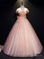 Pink Tulle Off the Shoulder Appliques Pleats Quinceanera Dress