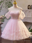 Pink Tulle Off the Shoulder Homecoming Dress