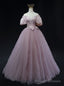 Pink Tulle Off the Shoulder Prom Dress