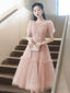 Pink Tulle Sequins Sweetheart Short Prom Dresses Pink Short Sleeve Prom Dresses