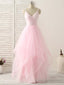 Pink V Neck Tulle Long Prom Dress Simple Pink Tulle Prom Dress