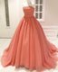 Pleated Tulle Bow Back Ball Gown Dresses Strapless