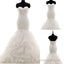 Popular Sweetheart Strapless Lace Up Mermaid White Lace Chiffon Bubble Skirt Wedding Dress