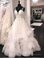 Popular V-Neck Spaghetti Straps Lace Tulle Ball Gown Wedding Dress.Db10016