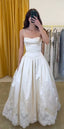 Pretty A-Line Spaghetti Straps Stain Lace Prom Dress Long Prom Dresses