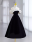 Pretty Ball Gown Off The Shoulder Black Velvet Prom Dress Formal Prom Dress With Flower PD0043