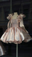 Pretty Ball Gowns Spaghetti Straps Pink Satin Short Mini Prom 8Th Grade Homecoming Dresses Summer Middle School Hoco Dress Birthday Outfits