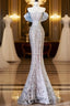 Pretty Mermaid Off The Shoulder Sequin Blue Prom Dress Long Prom Gowns