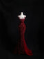 Pretty Mermaid Spaghetti Straps Sequin Beads Burgundy Prom Dress Long Prom Dresses