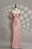 Pretty Pink Mermaid Prom Dress Pearl Beading Off Shoulder Prom Dress