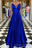 Pretty Royal Blue A-line Spaghetti Straps Prom Dresses, Evening Dresses