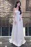 Princess A-Line Straps White Long Prom Dress