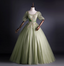 Princess Light Green Square Neck Puff Sleeve Gold Embroidery Tulle Ball Gown Prom Dress Sweet 16 Dress