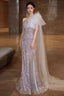 Princess Mermaid One Shoulder Prom Dress Sequin Lilac Prom Dress