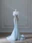 Princess Mermaid Strapless Neckline Long Sequin Light Sky Blue Long Wedding Dress Brides Dresses