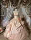 Princess Nude Pink Strapless 3D Floral Satin Train Ball Gown Prom Dress Sweet 16 Dress