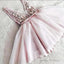Princess V Neck Pink Appliques Short Homecoming Dresses Cute Prom Gowns