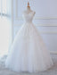 Princess Wedding Dress Ball Gown Lace V Neck Sleeveless Floor Length Bridal Gown