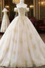 Princesse De Luxe Off The Shoulder Short Sleeve Beaded Sequins Appliques Luxury Princess Ball Gown Wedding Dresses Prom Dresseses