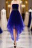 Sparkly Strapless Short A Line Ruyal Blue And Purple Tulle Lace Up Homecoming Dresses