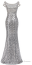 The long mermaids with a silver Prom Dresses