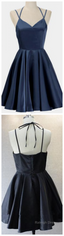 Dark Blue Blue Short Prom Dresses