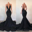 Black Lace Mermaid Prom Dresses, Sequins Prom Dresses