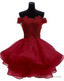 Cute Organza Short with Lace Applique Prom Dresses